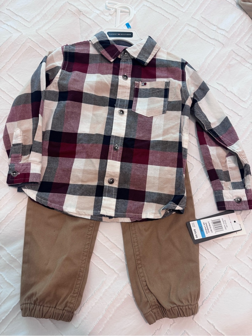 Tommy Hilfiger Kids Burgundy, Gray & White Plaid Button-Down Shirt